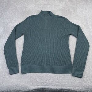 Fossil Sweater Mens XL Extra Large Green Chunky‎ Fisherman Quarter Zip Pullover